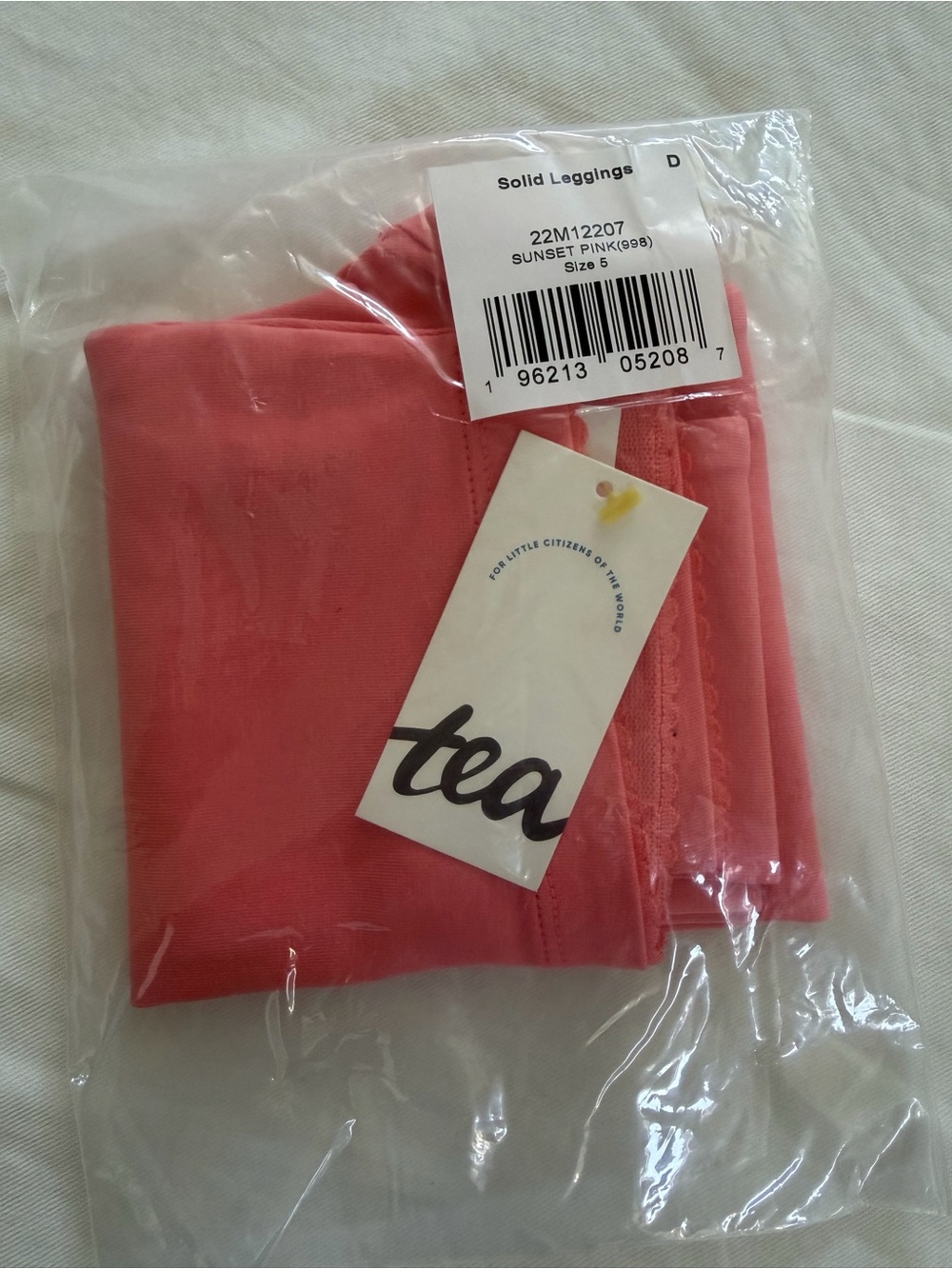 Tea Collection Coral Pink Girls' Solid Leggings